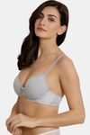 Zivame Padded Wired 3/4th Coverage T-Shirt Bra - Grey Melange — thumbnail 3
